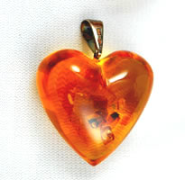 Vintage Amber and sterling heart pendant