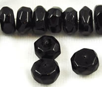 Vintage black rondelle beads faceted