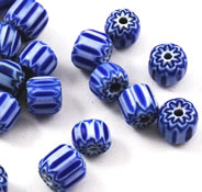 Vintage blue and white seven layer chevron beads