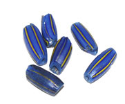 Venetian Blue & Yellow Glass Trade Bead Ovals 