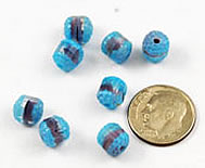 Blue cathedral  givre glass beads