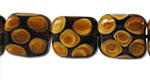 Vintage brown and yellow spotted beads amber