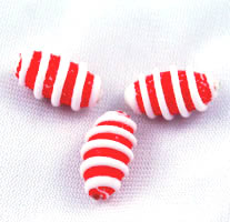 Vintage red and white mottled beads candy cane