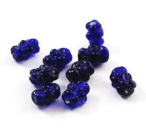 Cobalt Blue Bumpy Tube Beads - Vintage German