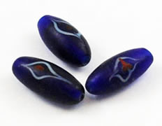 Vintage cobalt blue glass beads oval eye beads navy