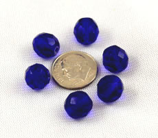 Vintage German Faceted Cobalt Blue Crystal Beads