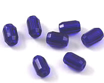 Vintage cobalt blue glass faceted tube beads