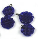 Vintage cobalt blue glass waffle dangle beads