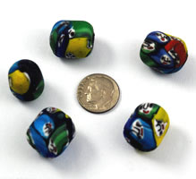 VIntage Indian Glass Face Millefiori Beads