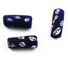 Vintage cobalt face tube beads