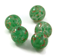 Green and Copper Murano Lamp Work Beads - Sommerso