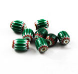 Vintage green chevron watermelon glass beads