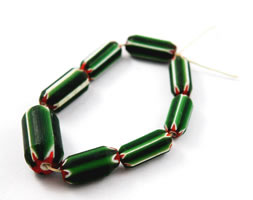 Antique green chevron African trade bead set