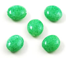 Vintage green spatter flat oval beads