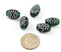 Vintage green glass eye beads