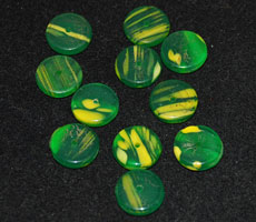 Vintage green and yellow kancamba trade beads