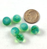 Vintage green opal glass round beads