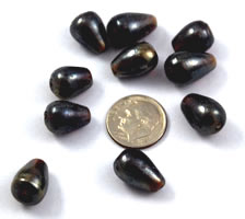 Vintage black iris teardrop beads pear shaped