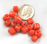 Faux Orange Coral Glass Tube Beads Vintage