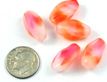 Vintage orange opal twist beads ovals