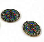 Vintage German painted glass cabochons ovals