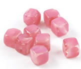 Vintage pink satin cube beads 10mm 