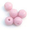 Vintage pink molded glass round beads