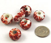 Vintage red and white spatter beads 