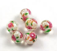 Vintage German Lampwork Pink Rose Beads