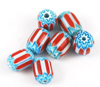 Vintage red white and blue glass chevron beads