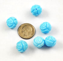 Vintage turquoise glass rose beads