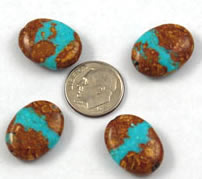 Vintage Turquoise and Gold Oval Beads