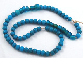 Vintage turquoise glass prosser bead strands