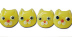 Yellow glass cat beads vintage