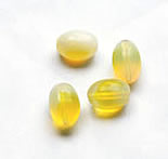 Vintage yellow opal glass oval beads