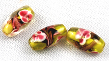 Vintage Yellow Flower Lampwork Beads