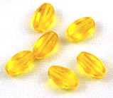 Vintage yellow glass ribbed oval beads