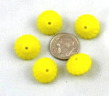 Vintage yellow ribbed saucer beads