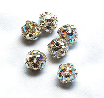 Silver plated rhinestone balls