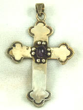 Vintage Sterling Amethyst Cross