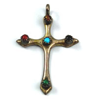 Vintage sterling silver cross inlaid with gemstones