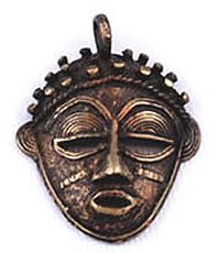 Antique Brass African Mask Pendant