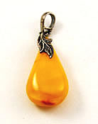 Vintage sterling and amber teardrop pendant