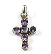 Vintage sterling and amethyst gemstone cross