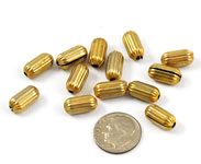 Vintage brass corrugated oval beads