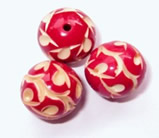 red celluloid beads