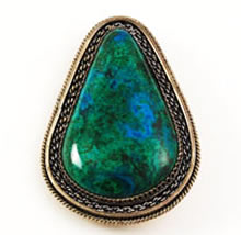 Vintage sterling and chrysocolla native american pin brooch