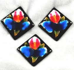 Vintage enamel floral on copper squares