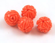 Faux coral celluloid beads