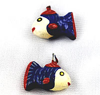 Vintage Papier Mache handmade fish beads